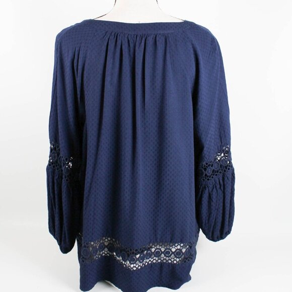 Crown & Ivy Petite Blue Lace Trim Blouse - Size PXL - Picture 5 of 9